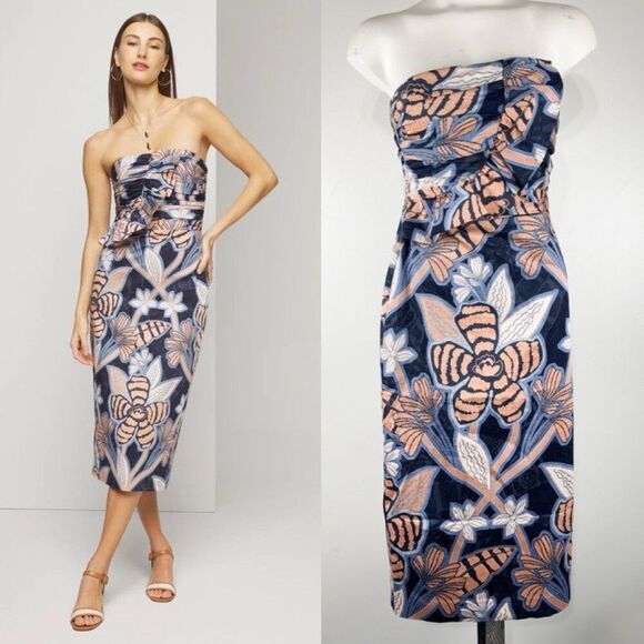 White House Black Market Dresses & Skirts - White House Black Market Strapless Ruffle Bust Sheath Dress Size 2